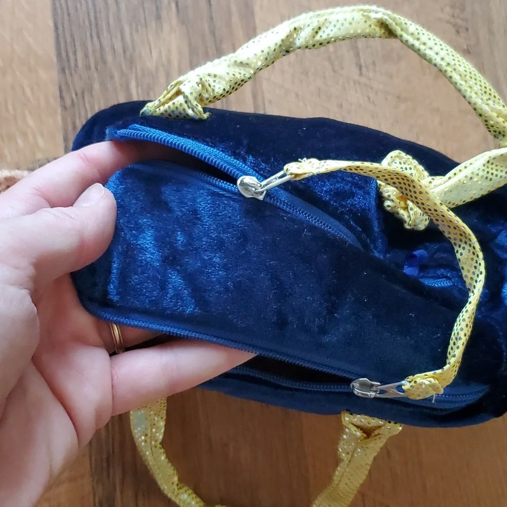 Aurora Suffed Moose‎ in Blue Velvet Purse